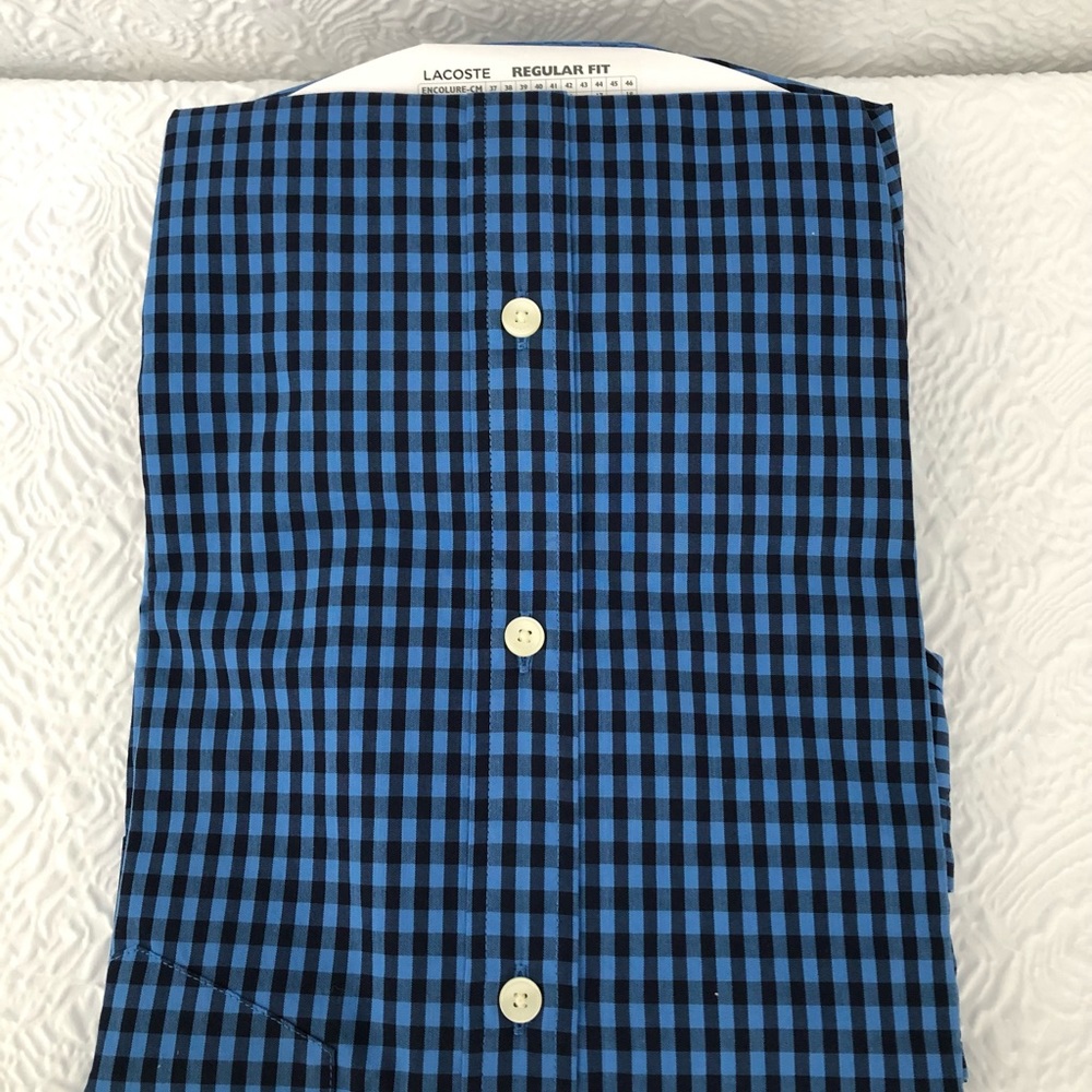 Lacoste NWT button down long sleeve Navy blue Medium size - Picture 2 of 2